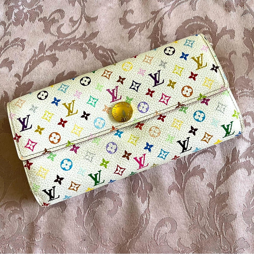 Authentic Louis Vuitton x Takashi Murakami Monogram Multicolore Sarah Wallet